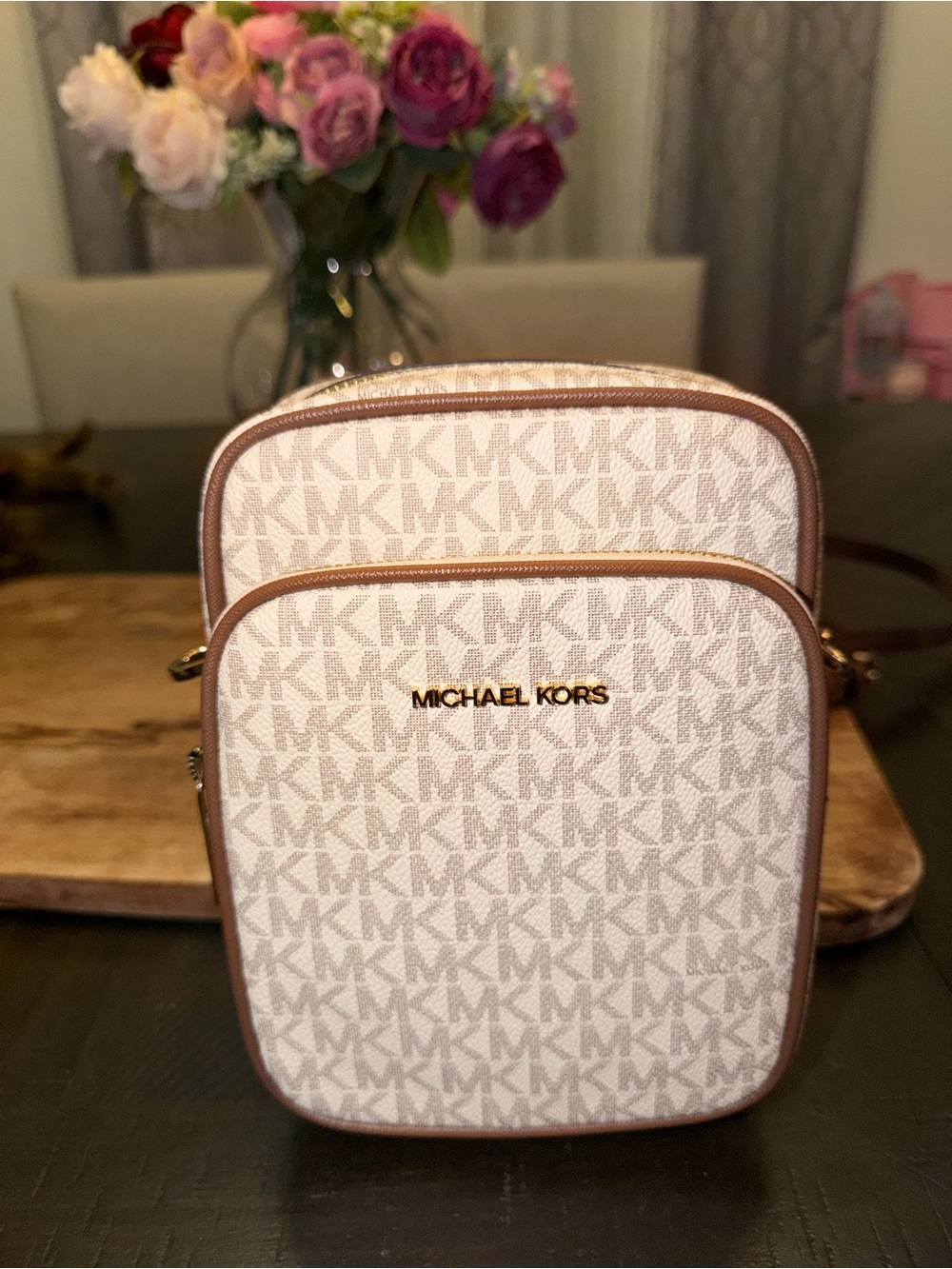 Michael Kors Beige/Acorn Logo Crossbody Bag